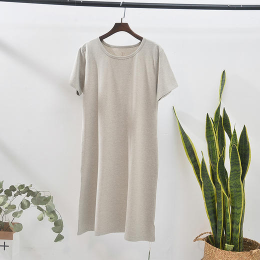 敦煌有机彩棉 素道短袖棉睡裙女mm宽松薄款日系孕妇可外穿家居服 商品图1