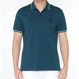 Marco Azzali 墨绿色小豹头刺绣POLO衫 T5259701