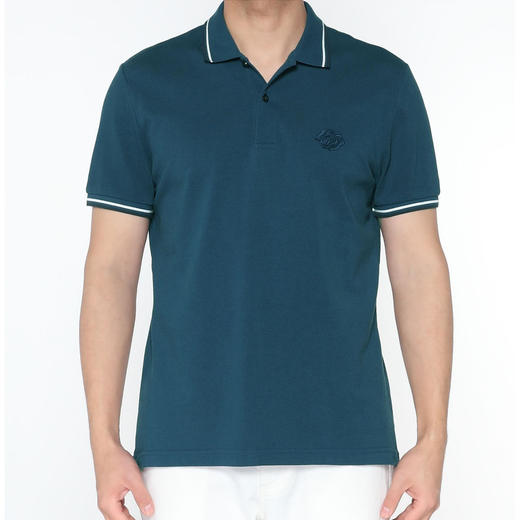 Marco Azzali 墨绿色小豹头刺绣POLO衫 T5259701 商品图0