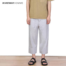 NINEWAY九平道 022U24 纯棉直筒宽松休闲裤男日系黑色九分裤
