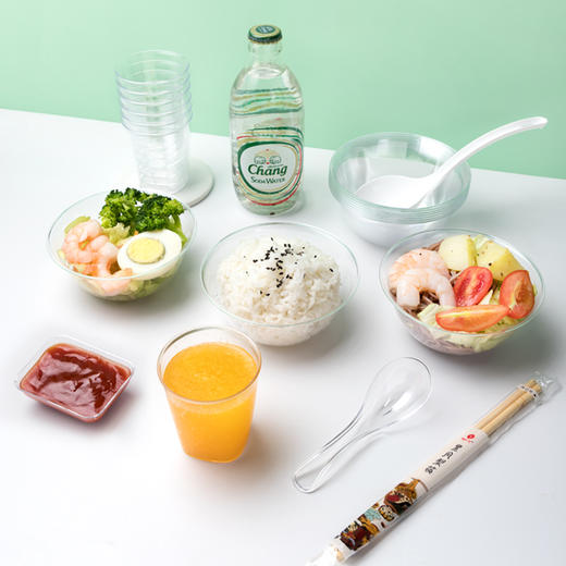喇叭花一次性水晶碗塑料盘透明味碟硬塑料水晶火锅饭碗100只 商品图7
