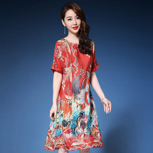 DYSL-Q4286春夏宽松舒适新款优雅真丝连衣裙 商品图0