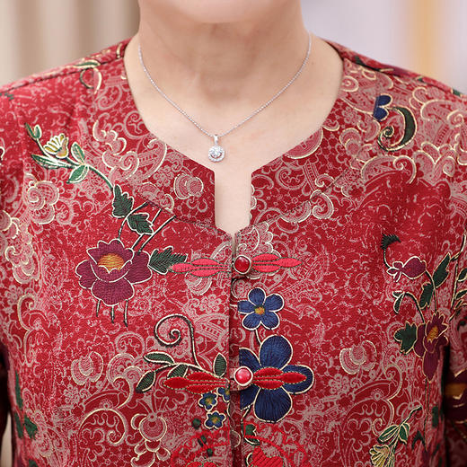 MQQ-LMM0066987夏季中老年圆领开衫衬衫老太太印花套装 商品图2