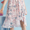 欧芮儿夏装新款喇叭袖V领不规则荷叶边裙印花雪纺连衣裙女8XLC11861 商品缩略图3