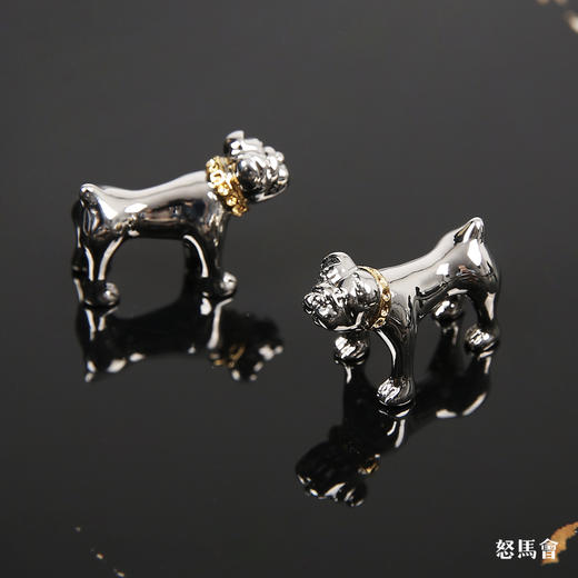 镀白金斗牛犬袖扣 商品图0