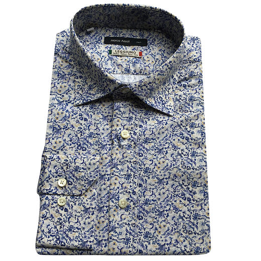 Marco Azzali 蓝色LEGGIUNO面料长袖衬衫 C3121600 商品图0