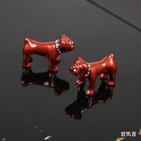 红釉斗牛犬袖扣
