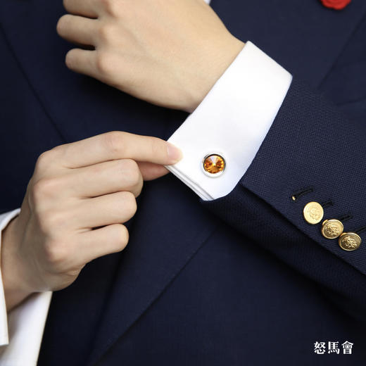 琥珀色施华洛世奇水晶袖扣 商品图5