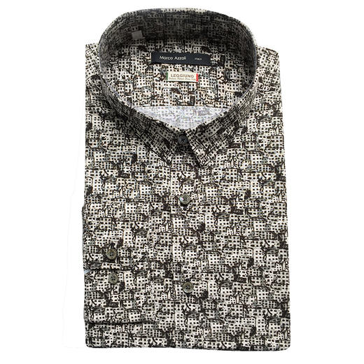 Marco Azzali 白色水墨印花LEGGIUNO长袖衬衫 C3514200 商品图0