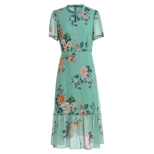 乔万尼连衣裙女夏新款修身显瘦气质长款印花真丝连衣裙过膝ES2E131 商品图4