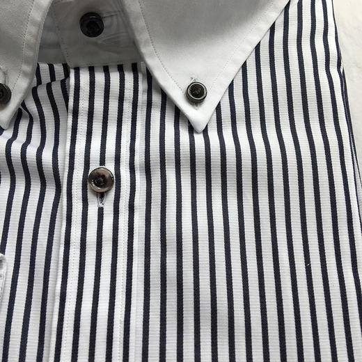 Marco Azzali 白色黑竖条纹长袖衬衫 C3515300 商品图1
