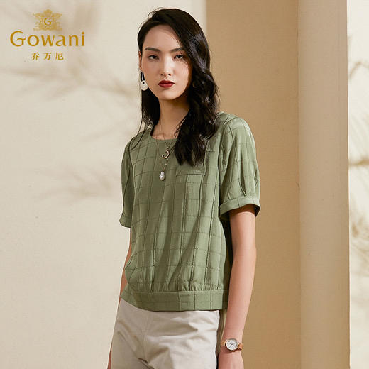 乔万尼桑蚕丝衬衫洋气女夏装新款宽松百搭短袖上衣气质设计感ES2C182 商品图2