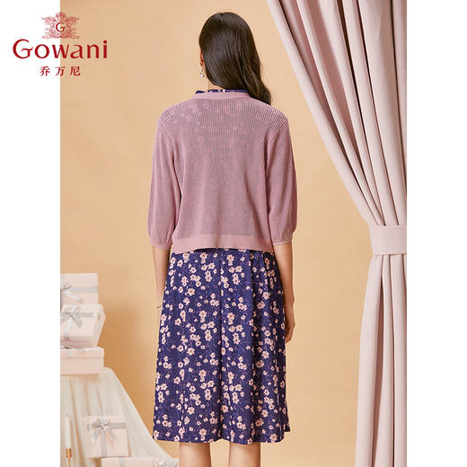 乔万尼夏季新款薄款开衫宽松显瘦纯色五分袖针织衫短款ES2M225 商品图3