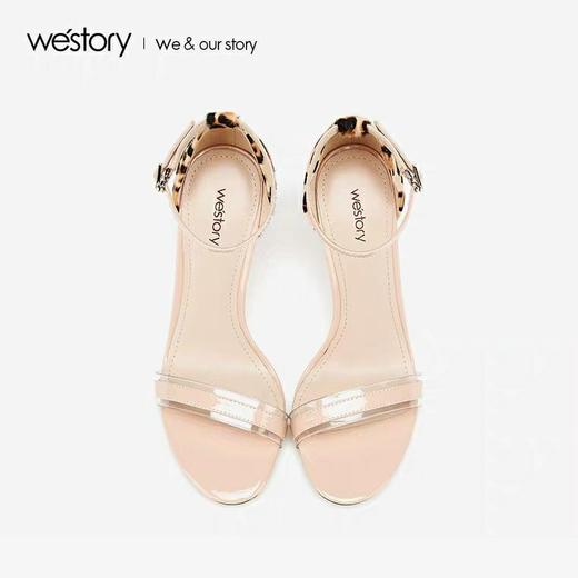westory2020新款豹纹高跟凉鞋女细跟纯色性感甜美女鞋W29BG60011 商品图1