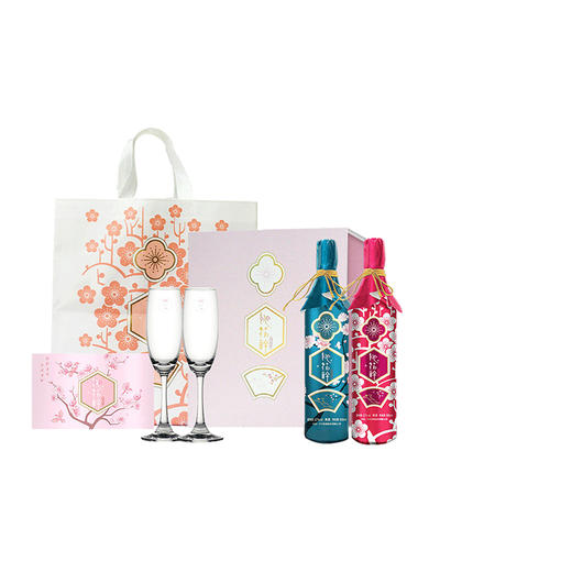 【企微周三福利日】12度桃花醉果酒 500ml*2+香槟杯组合装    泸州老窖官方旗舰店 商品图0