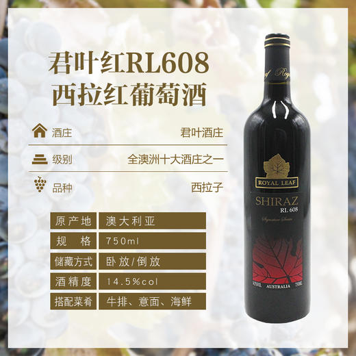 红酒惠聚澳洲君叶红西拉红酒rl608145750ml