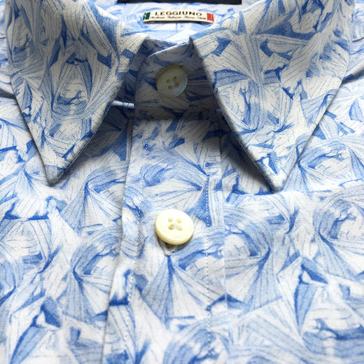 Marco Azzali 蓝色印花LEGGIUNO短袖衬衫 C3209600 商品图2