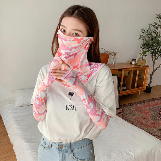 （五一出游必备——护颈防晒口罩+冰袖）女神泫雅风冰丝小雏菊系列一体防晒WY 商品图4