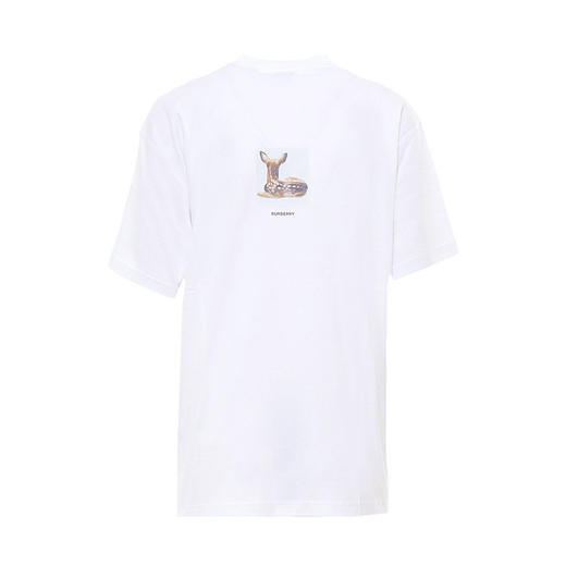 BURBERRY 巴宝莉 女士棉质小鹿印花宽松圆领短袖T恤 白色 8024653 A1464 商品图1
