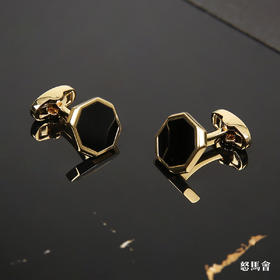 八角形黑玛瑙袖扣