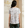 乔万尼桑蚕丝上衣女夏新款印花圆领短袖真丝衬衫宽松显瘦洋气衬衣ES2C133 商品缩略图3