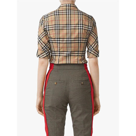 【二】BURBERRY 巴宝莉 女士 Vintage 格纹弹力棉质斜纹短袖衬衫 8018475 A7028 商品图2