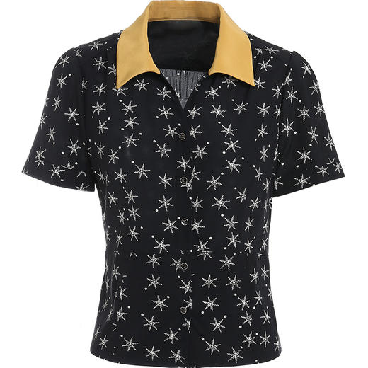 乔万尼桑蚕丝衬衫新款夏短袖真丝上衣设计感时尚气质ES2C170 商品图4