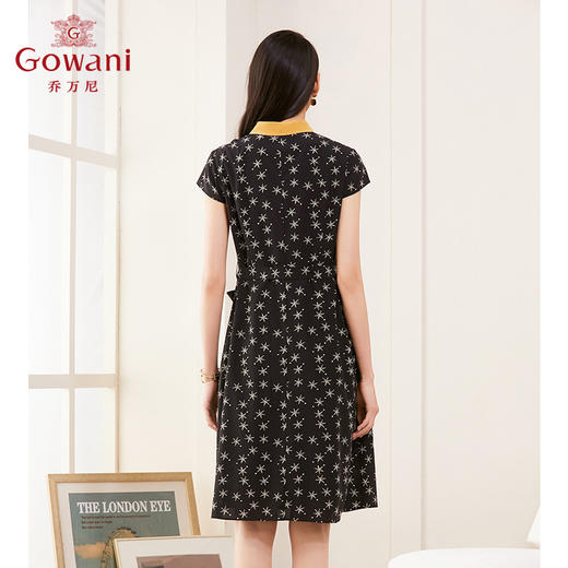 乔万尼夏季真丝连衣裙气质修身显瘦短袖桑蚕丝中长裙ES2E169 商品图3