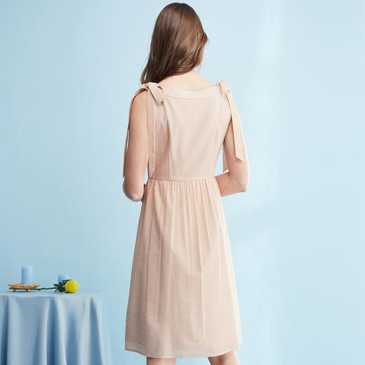 欧芮儿夏装新款蝴蝶结钉珠裙无袖衬衫连衣裙女中长款a字裙子8XLA11602 商品图2