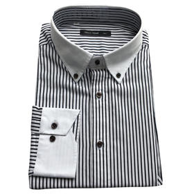 Marco Azzali 白色黑竖条纹长袖衬衫 C3515300