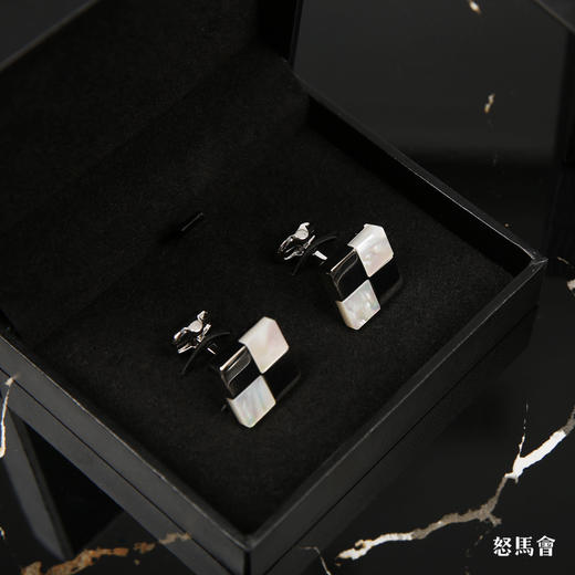 方形镀白金天然深海贝母袖扣 商品图4