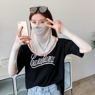 （五一出游必备——护颈防晒口罩+冰袖）女神泫雅风冰丝小雏菊系列一体防晒WY 商品图9