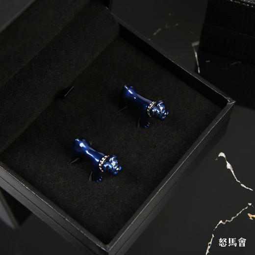 蓝釉斗牛犬袖扣 商品图4