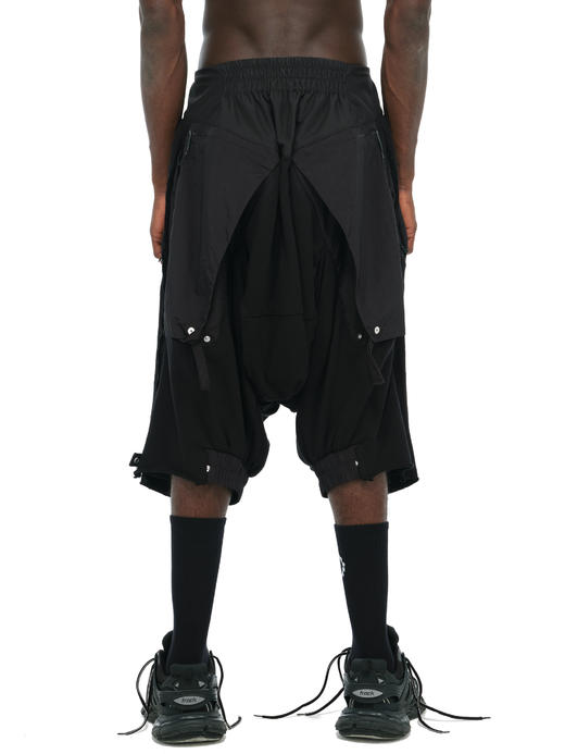 HAMCUS/Dune Raiders multi layered drop crotch pants/BK DM09720-1A BK 商品图2