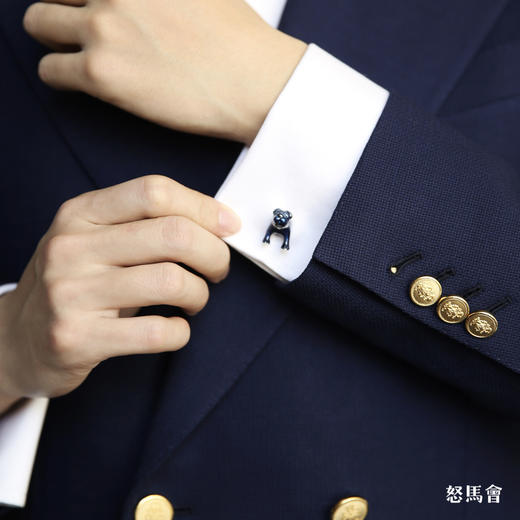 蓝釉斗牛犬袖扣 商品图5