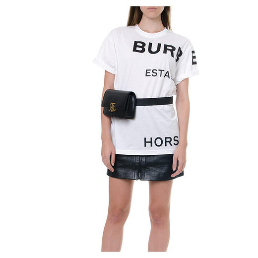 【一】BURBERRY 巴宝莉 女士 Horseferry 印花棉质宽松圆领短袖T恤 白色 8017103 A1464 商品图1