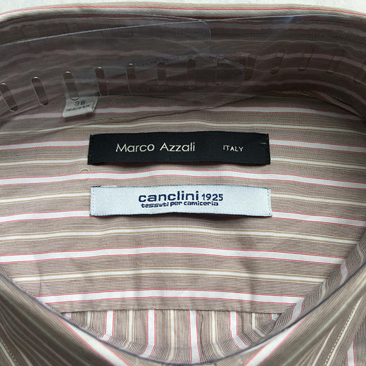 Marco Azzali 棕色竖条纹CANCLINI短袖衬衫 C3252500 商品图1