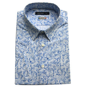 Marco Azzali 蓝色印花LEGGIUNO短袖衬衫 C3209600