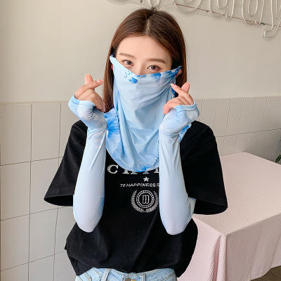 （五一出游必备——护颈防晒口罩+冰袖）女神泫雅风冰丝小雏菊系列一体防晒WY 商品图10