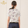 乔万尼真丝短袖上衣女设计感衬衫时尚气质v领印花桑蚕丝衬衣夏ES2C135 商品缩略图3