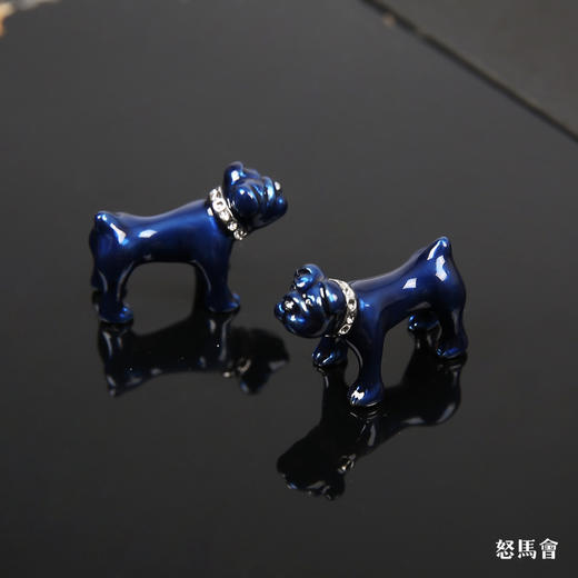 蓝釉斗牛犬袖扣 商品图0