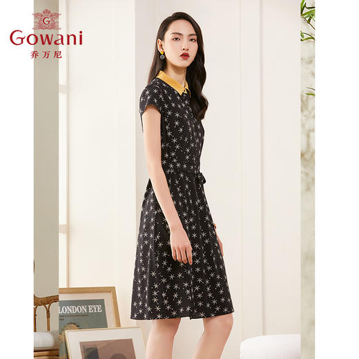 乔万尼夏季真丝连衣裙气质修身显瘦短袖桑蚕丝中长裙ES2E169 商品图2