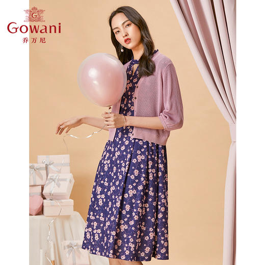 乔万尼夏季新款薄款开衫宽松显瘦纯色五分袖针织衫短款ES2M225 商品图2