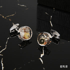 镀金/白金圆形机芯袖扣