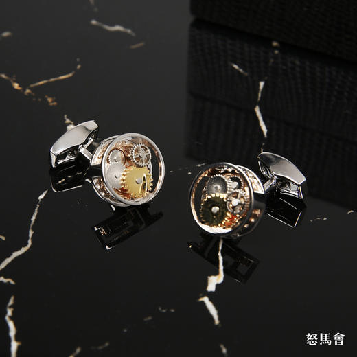 镀金/白金圆形机芯袖扣 商品图0