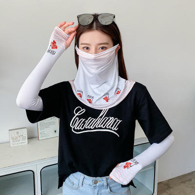 （五一出游必备——护颈防晒口罩+冰袖）女神泫雅风冰丝小雏菊系列一体防晒WY 商品图2