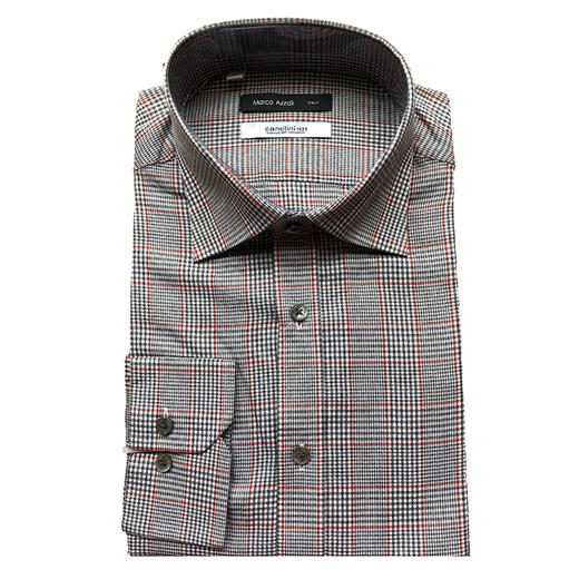 Marco Azzali 灰底红细格纹长袖衬衫 C3303900 商品图0