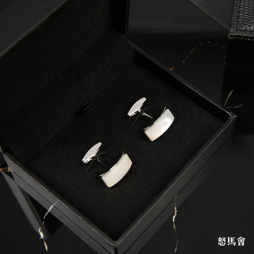 长方形天然深海贝母袖扣 商品图4