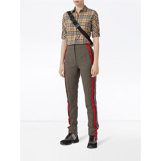 【二】BURBERRY 巴宝莉 女士 Vintage 格纹弹力棉质斜纹短袖衬衫 8018475 A7028 商品图3