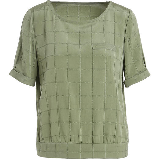 乔万尼桑蚕丝衬衫洋气女夏装新款宽松百搭短袖上衣气质设计感ES2C182 商品图4